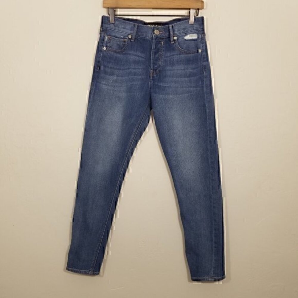 Express Vintage Skinny Ankle High Rise Button Fly Distressed Jeans Blue Size 2R